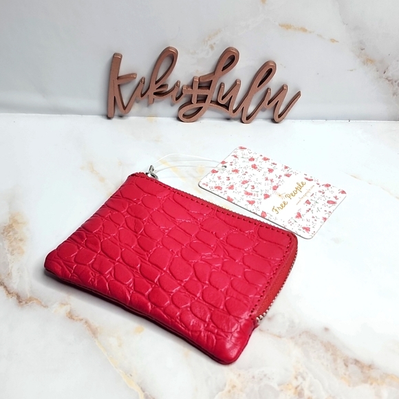 Free People Handbags - Free people hot pink croc embossed leather wallet